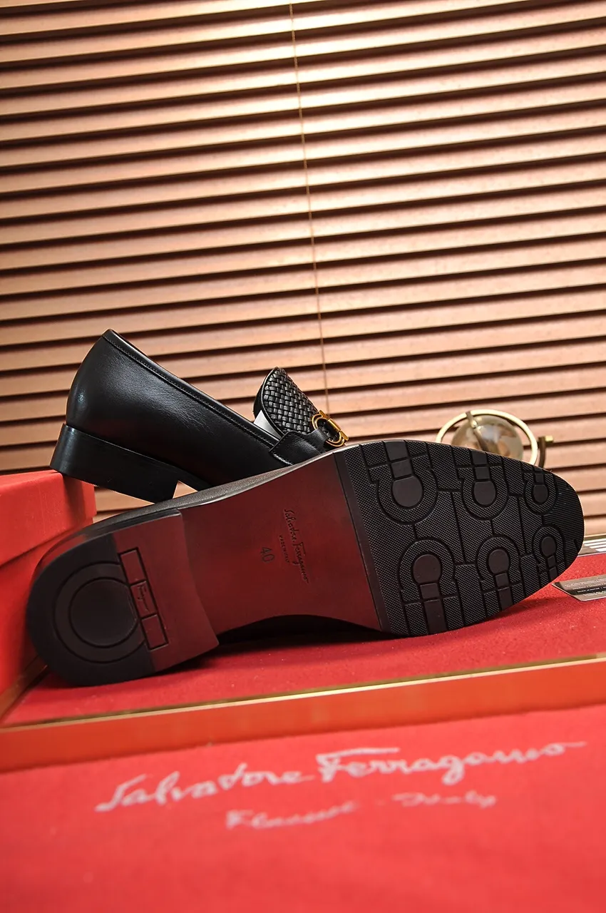 Men's shoes 💰560💶[Ferragamo/Ferragamo] The latest model in the counter. Original imported high-quality cowhide with open sides + imported 🐂 cowhide lining, original luxury metal buckle + original combination outsole. Comparative and stress-free 38--45 (customized for 45)